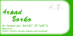 arpad borko business card